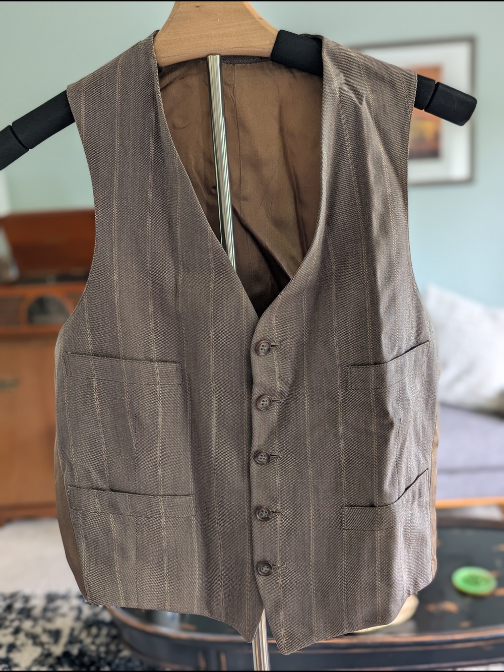 Classic Vintage Brown Pinstripe Men's Vest